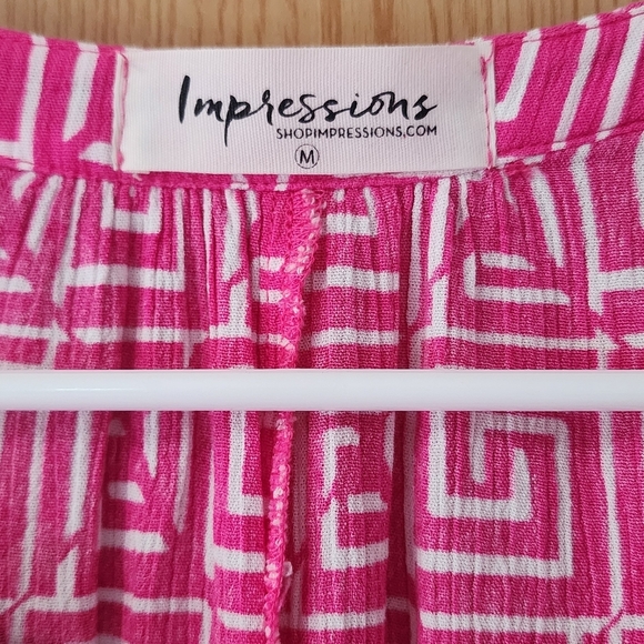 Impressions Pink and White Geometric Top - Picture 5 of 6